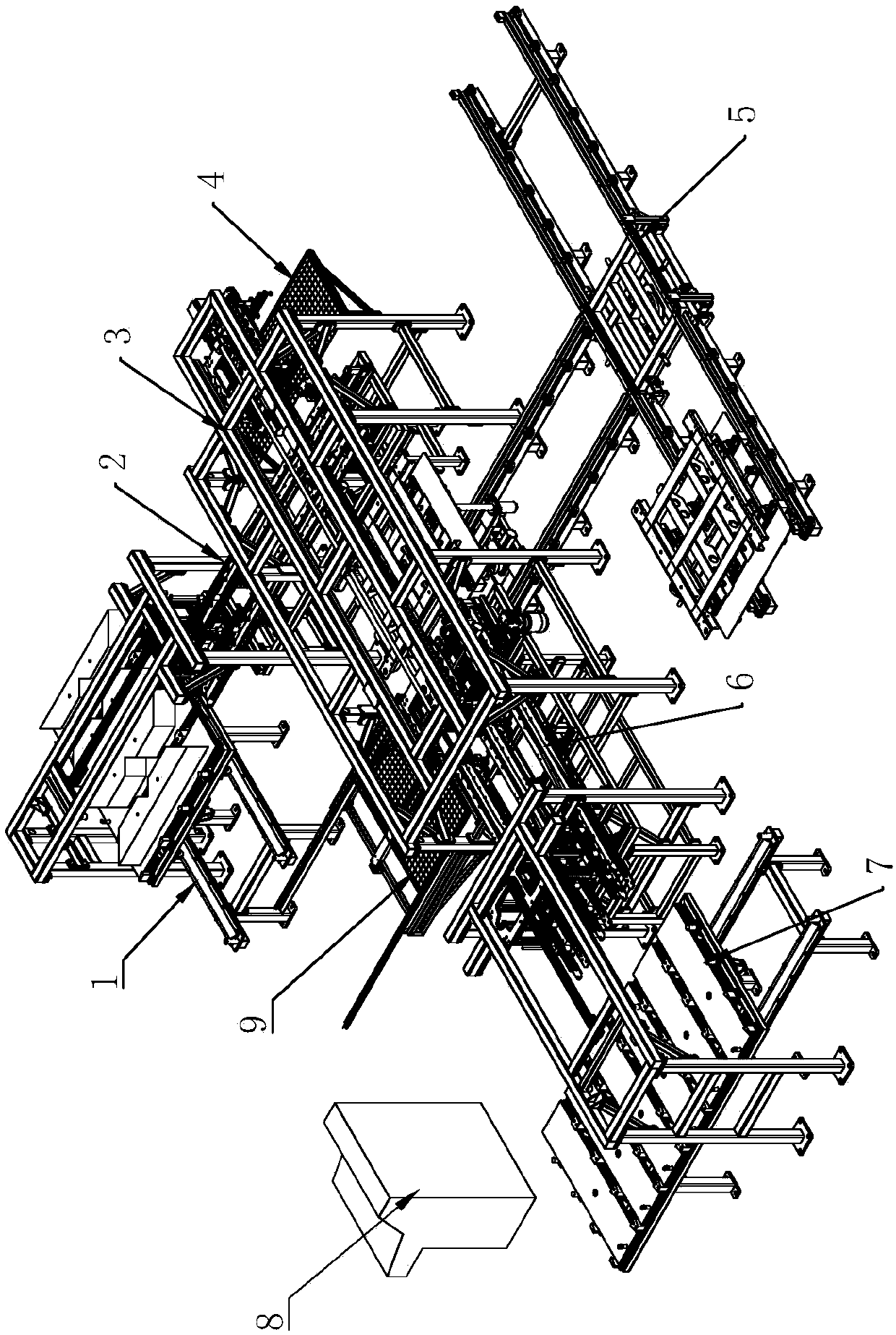 Automatic stacking device for iron-core silicon-steel sheets of transformers