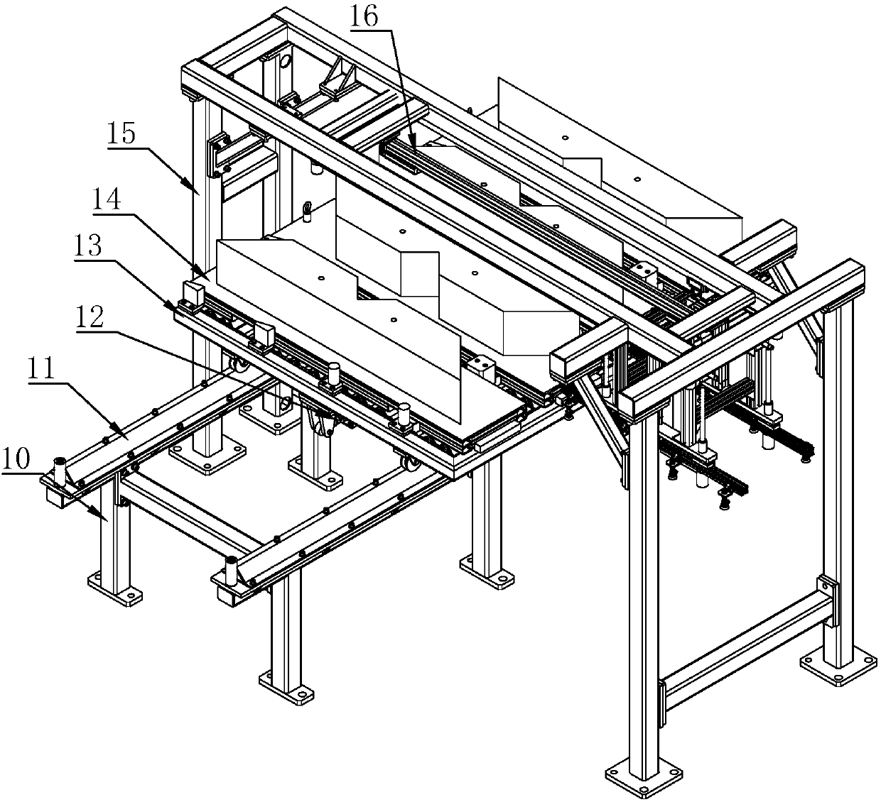 Automatic stacking device for iron-core silicon-steel sheets of transformers