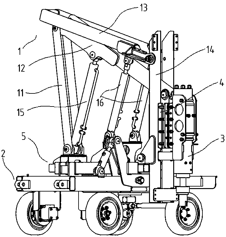 A highway guardrail hydraulic pile driver