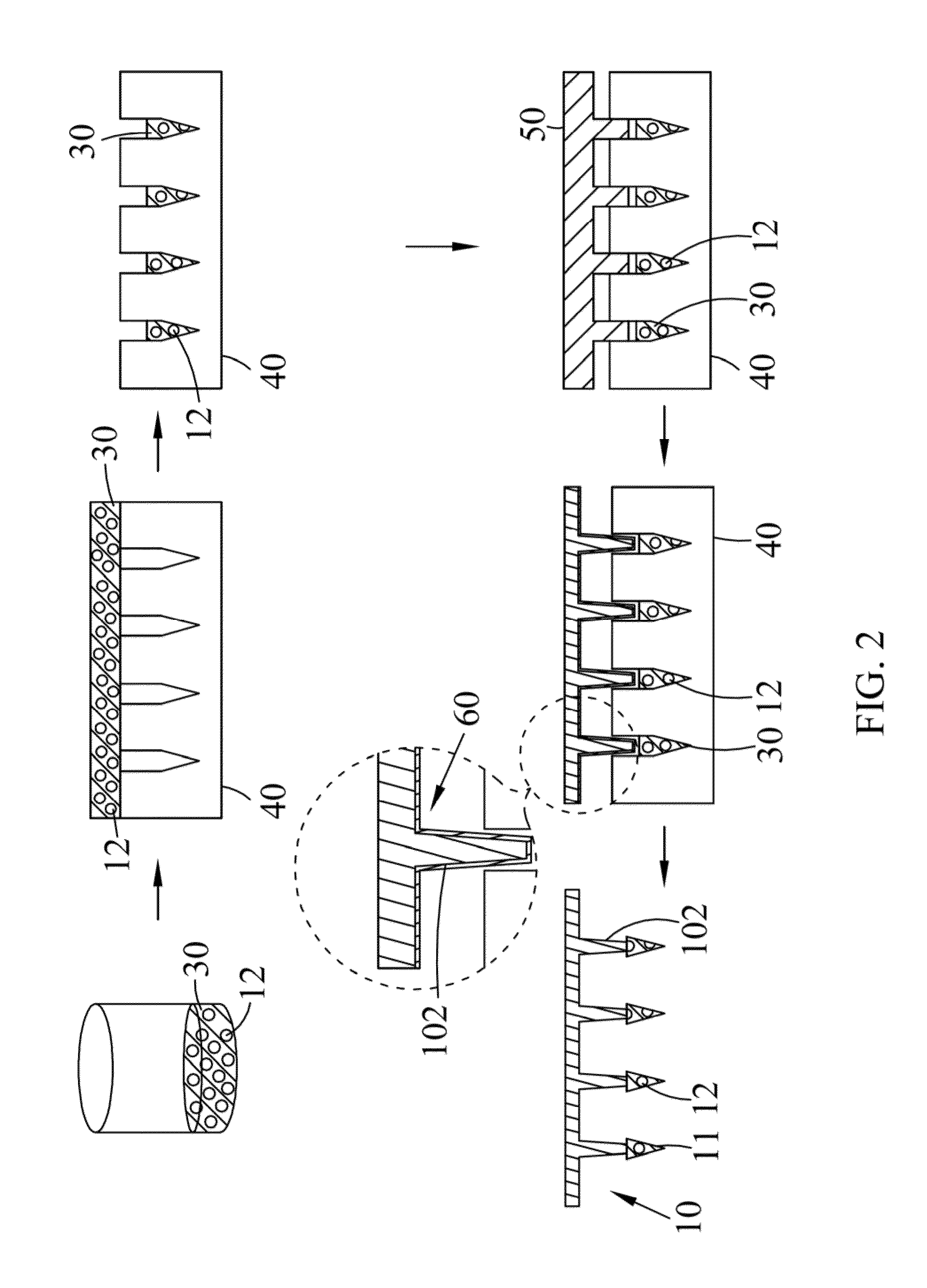 Embeddable micro-needle patch for transdermal drug delivery and method of manufacturing the same