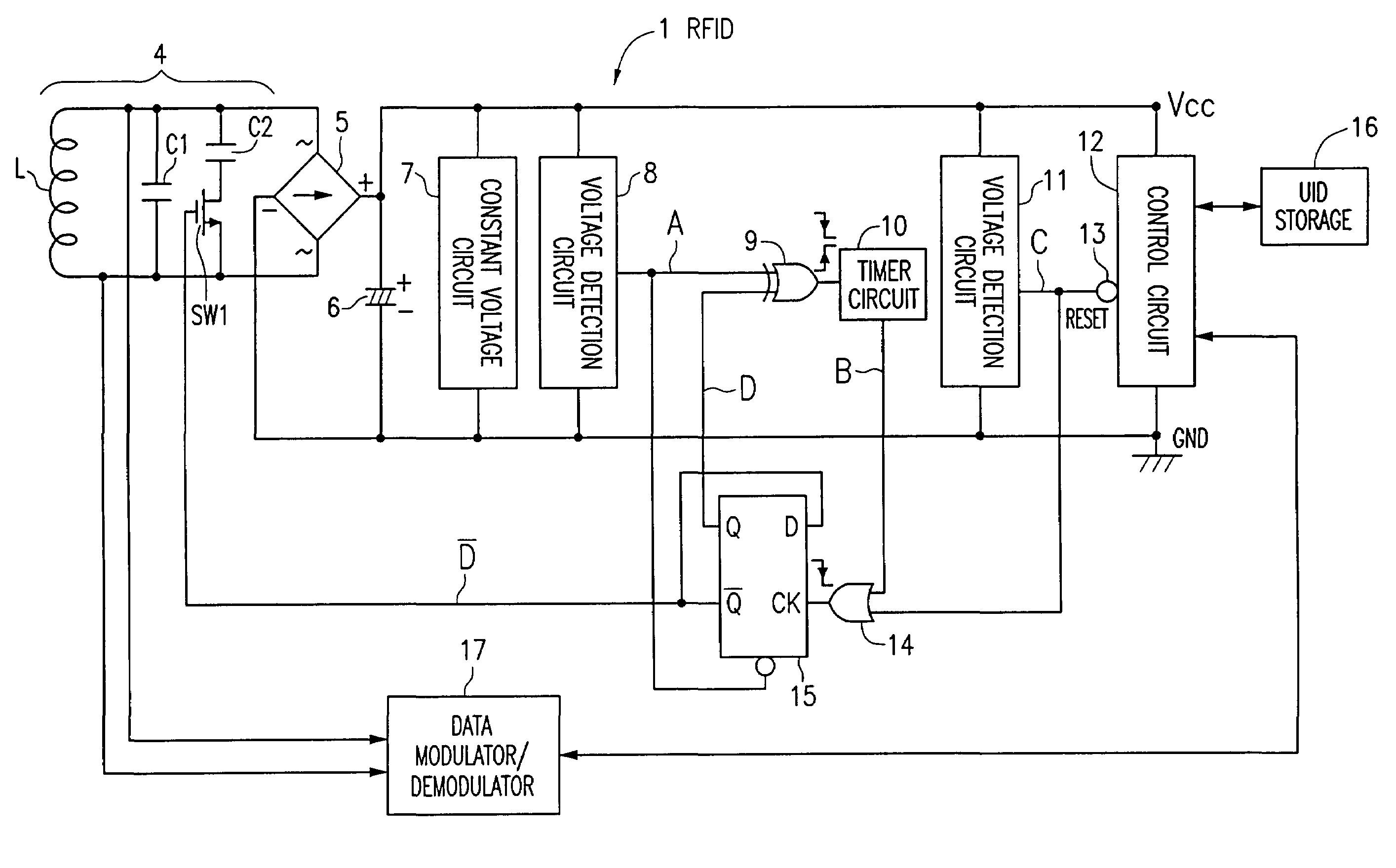 RFID tag and method for processing RFID data