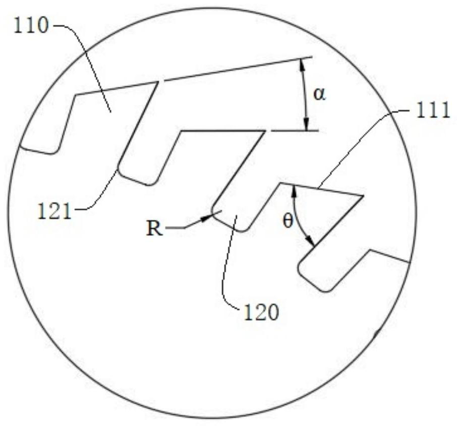 A round-toothed knife for a plastic pulverizer and its grinding tool