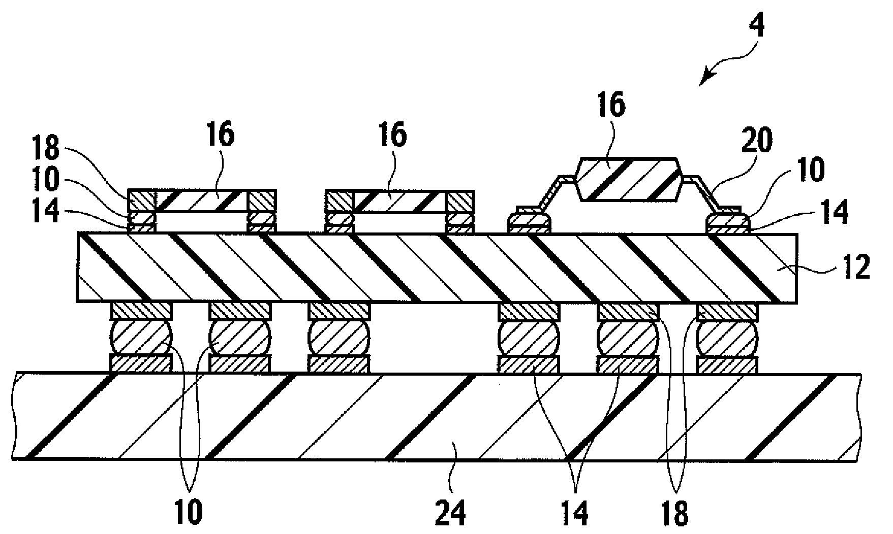 Adhesive composition, electronic-component-mounted substrate and semiconductor device using the adhesive composition