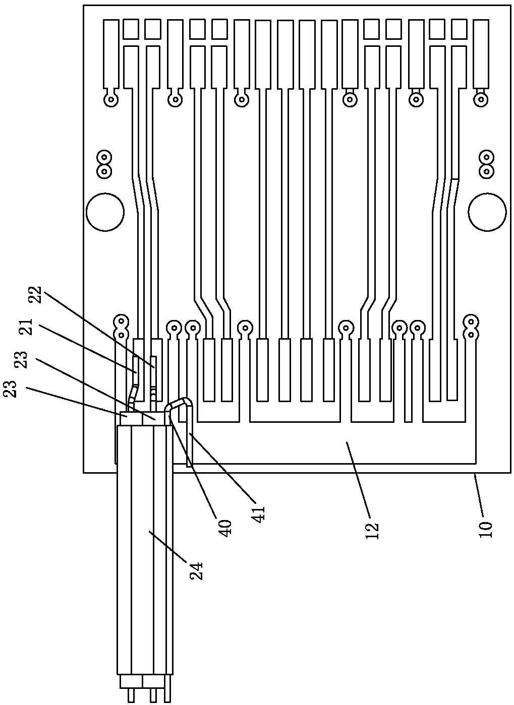 Connection structure of cable and printed circuit board (PCB)