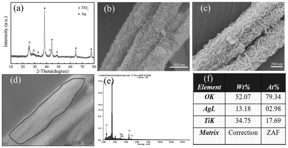 Silver-titanium dioxide filler doped polyvinylidene fluoride dielectric composite film and preparation method thereof