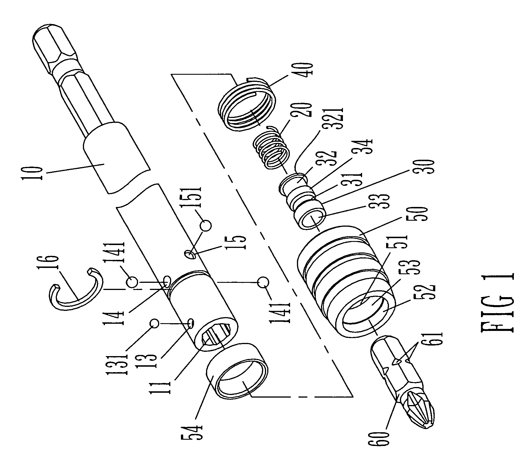 Device for locking and releasing a screw bit