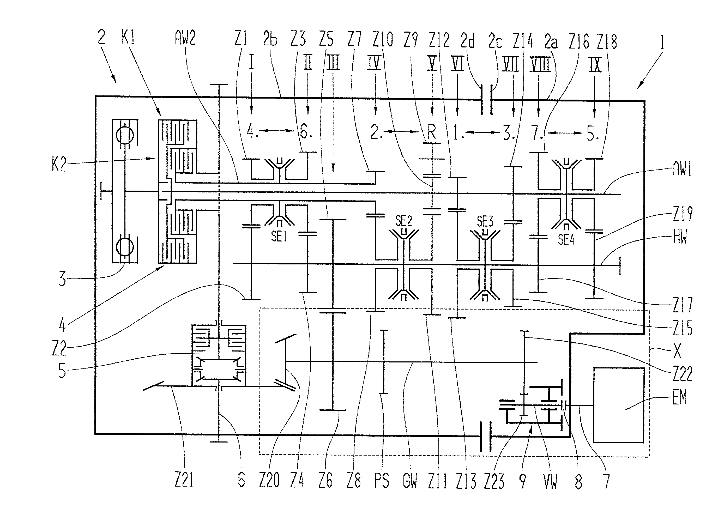 Vehicular transmission with power take-off unit