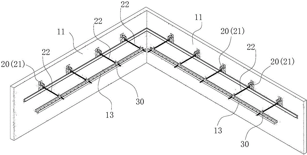 Connection part for installing ceiling, installation structure and installation method