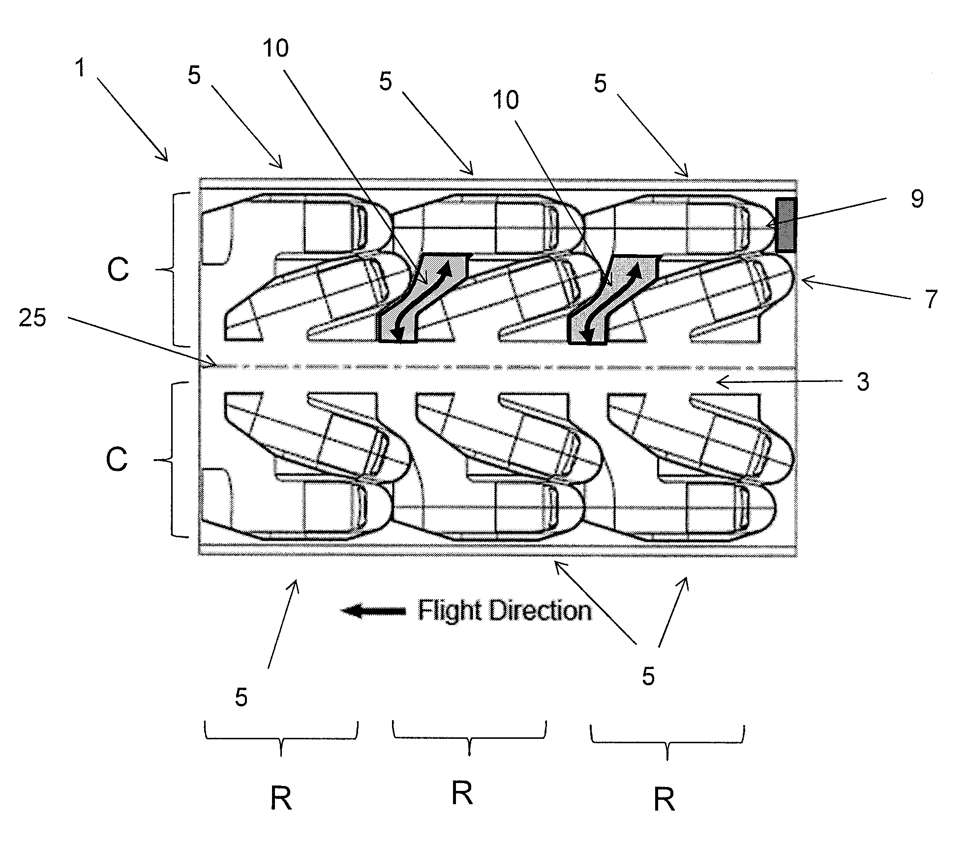 Aircraft passenger seating arrangement