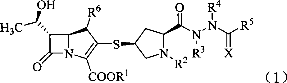 Penem derivant containing sulfhydryl pyrrolidine formhydrazide