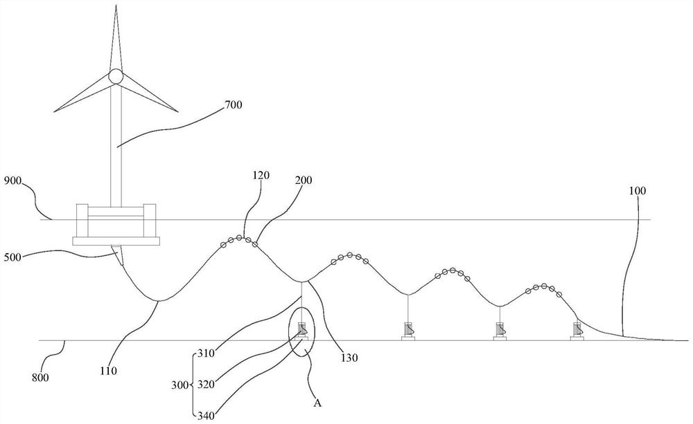 Shallow water floating type wind power system and dynamic cable assembly thereof