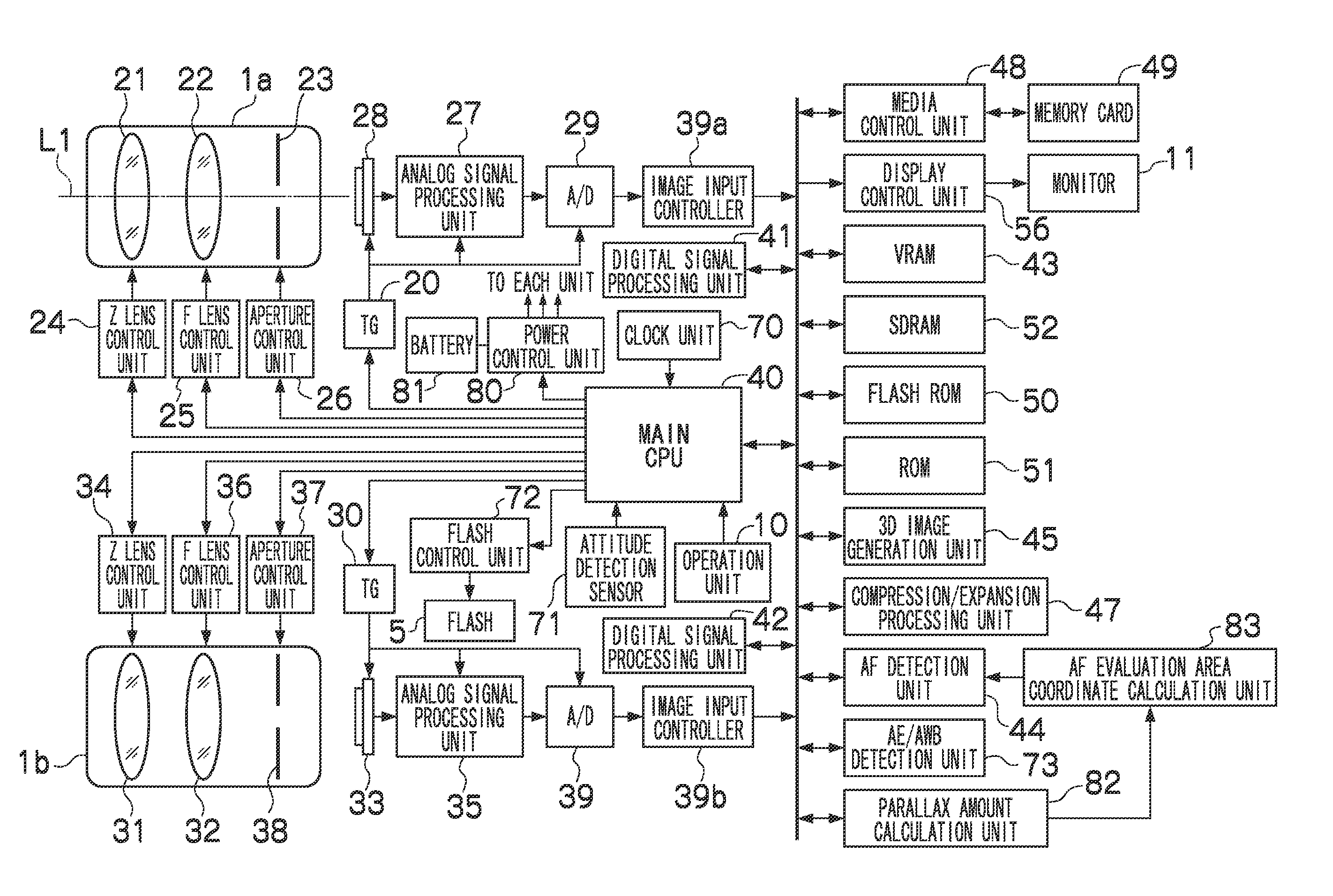 Imaging device, imaging method and recording medium for adjusting imaging conditions of optical systems based on viewpoint images