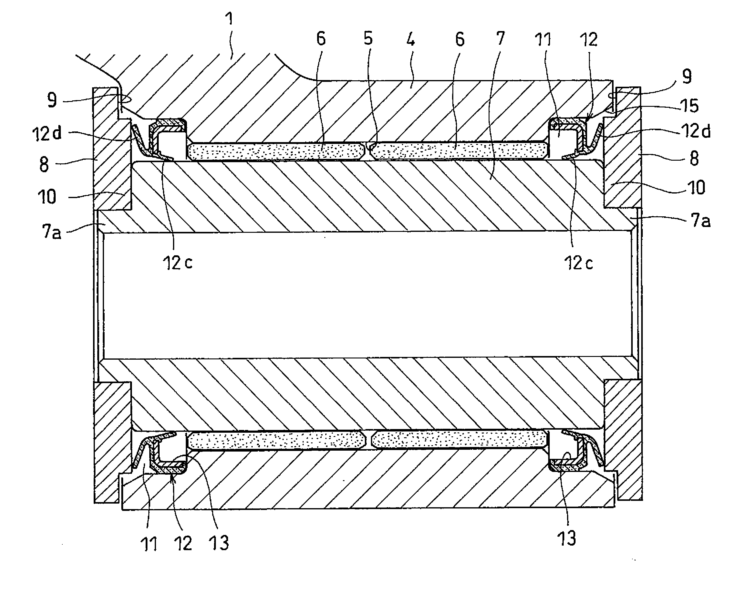 Fulcrum bearing device for pulley arm