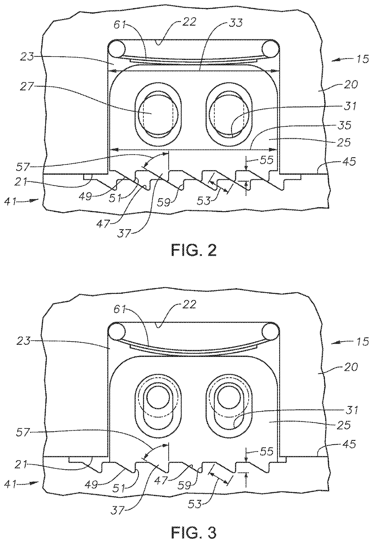 Pre-installed anti-rotation key for threaded connectors