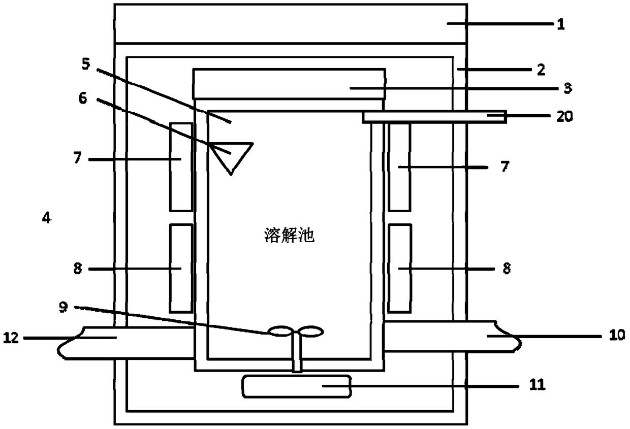 Detection device for the dissolution time of solid powdery substances in solution