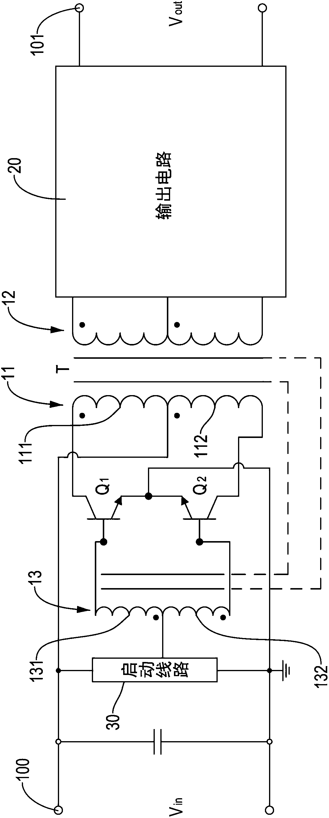 Self-excited push-pull conversion circuit