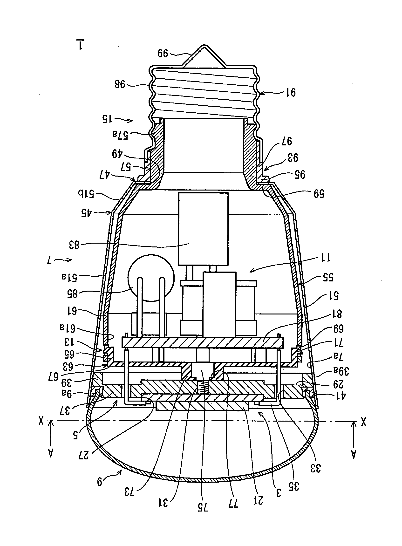 Bulb-shaped lamp and lighting device