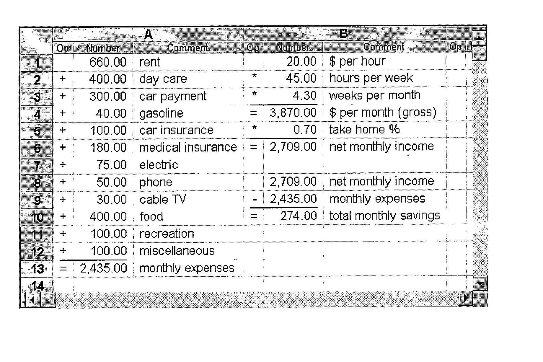 System and method for calculation using a subtotal function