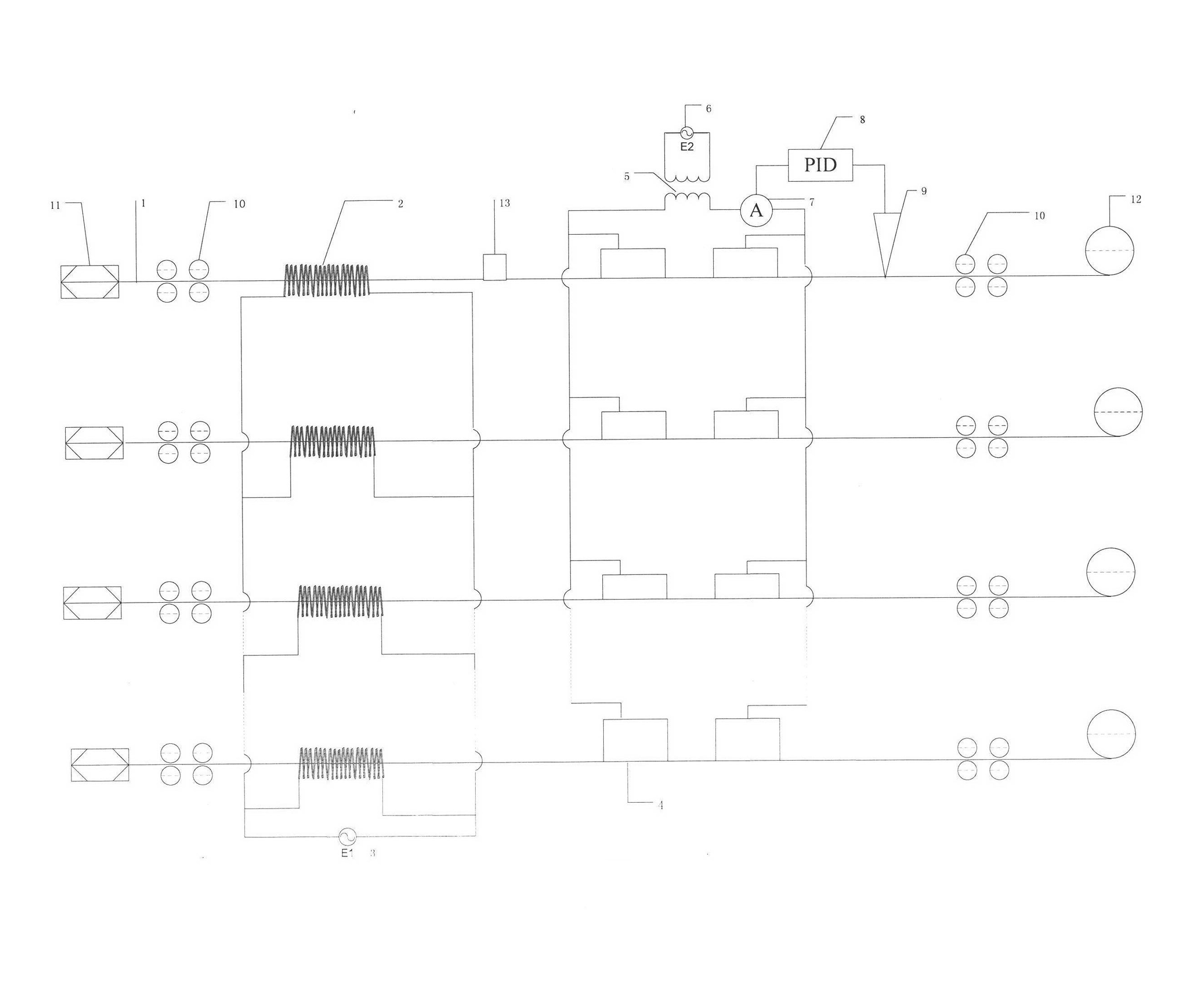 Thin steel wire secondary heating treatment method and device