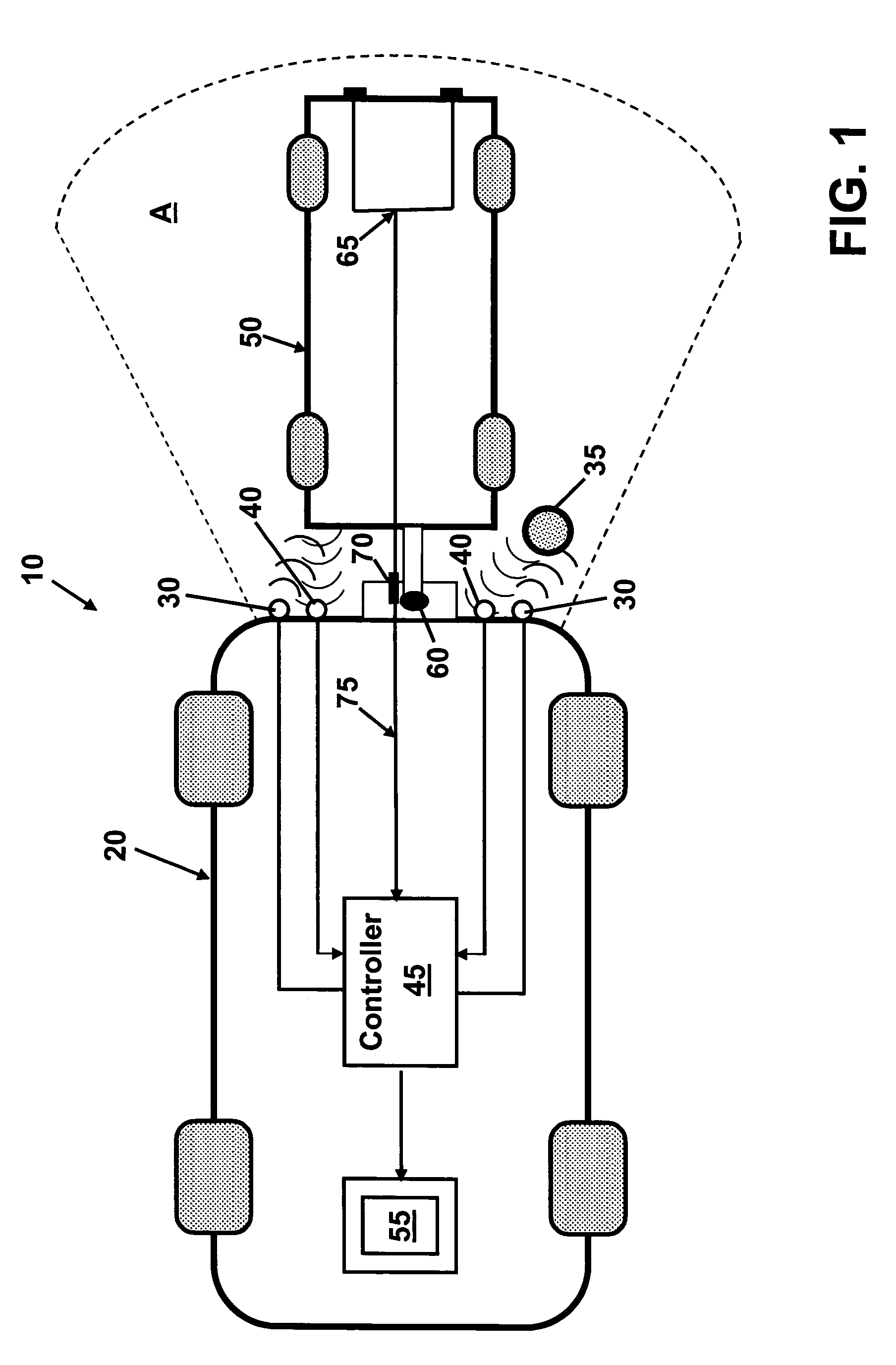 Trailer detection circuit for a vehicle park assist system