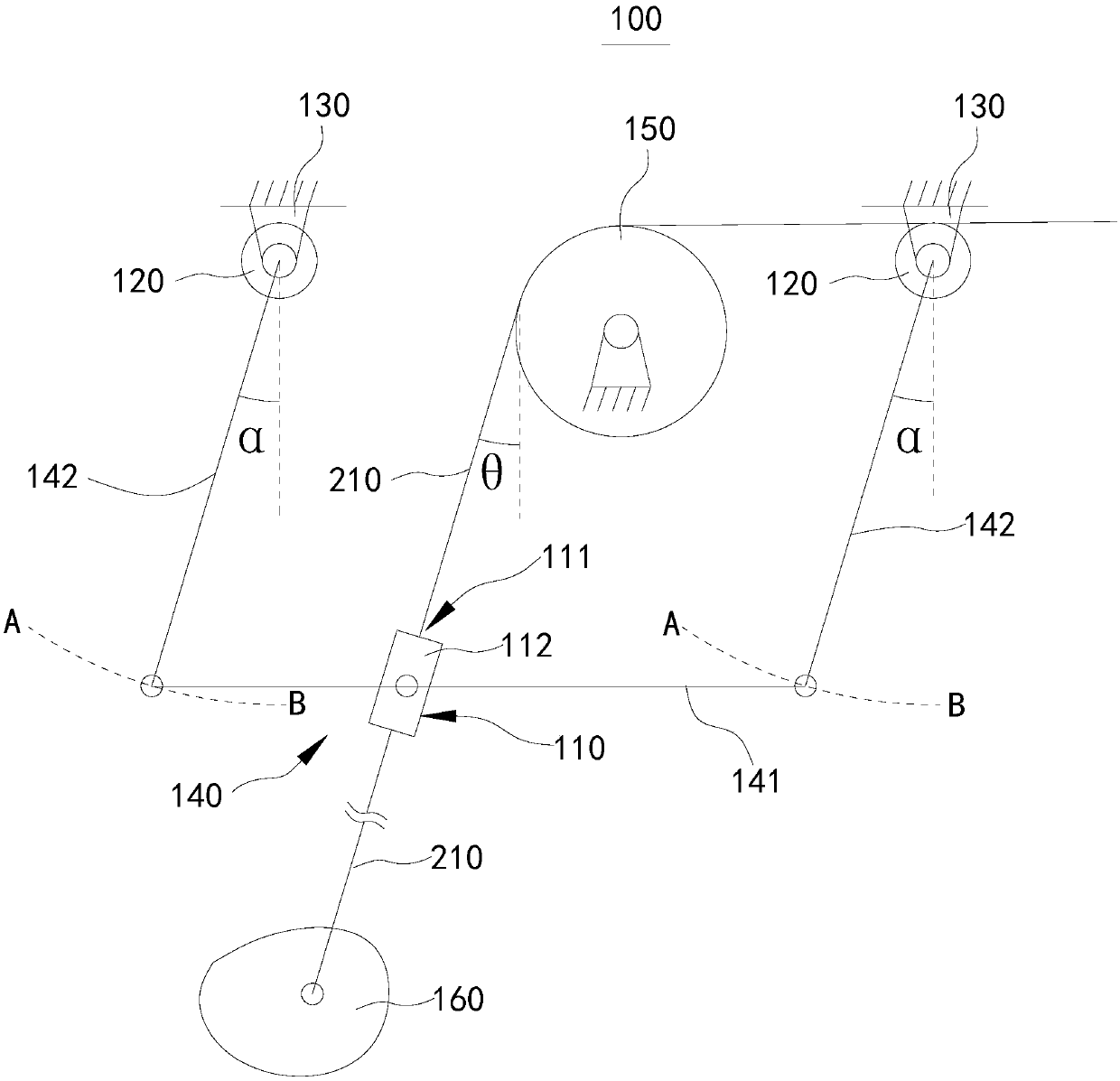 Pendulum angle measuring device and hoisting equipment