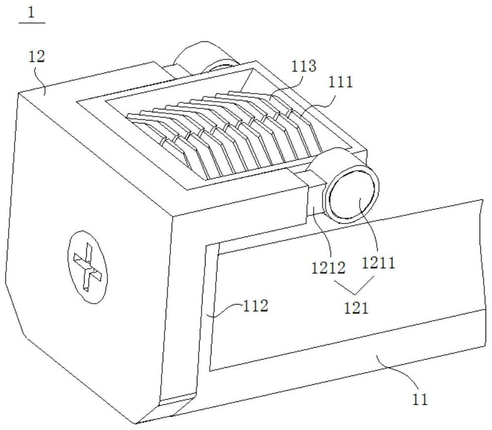 A contact finger structure, an electrical connection structure, a channel selector and a power distributor