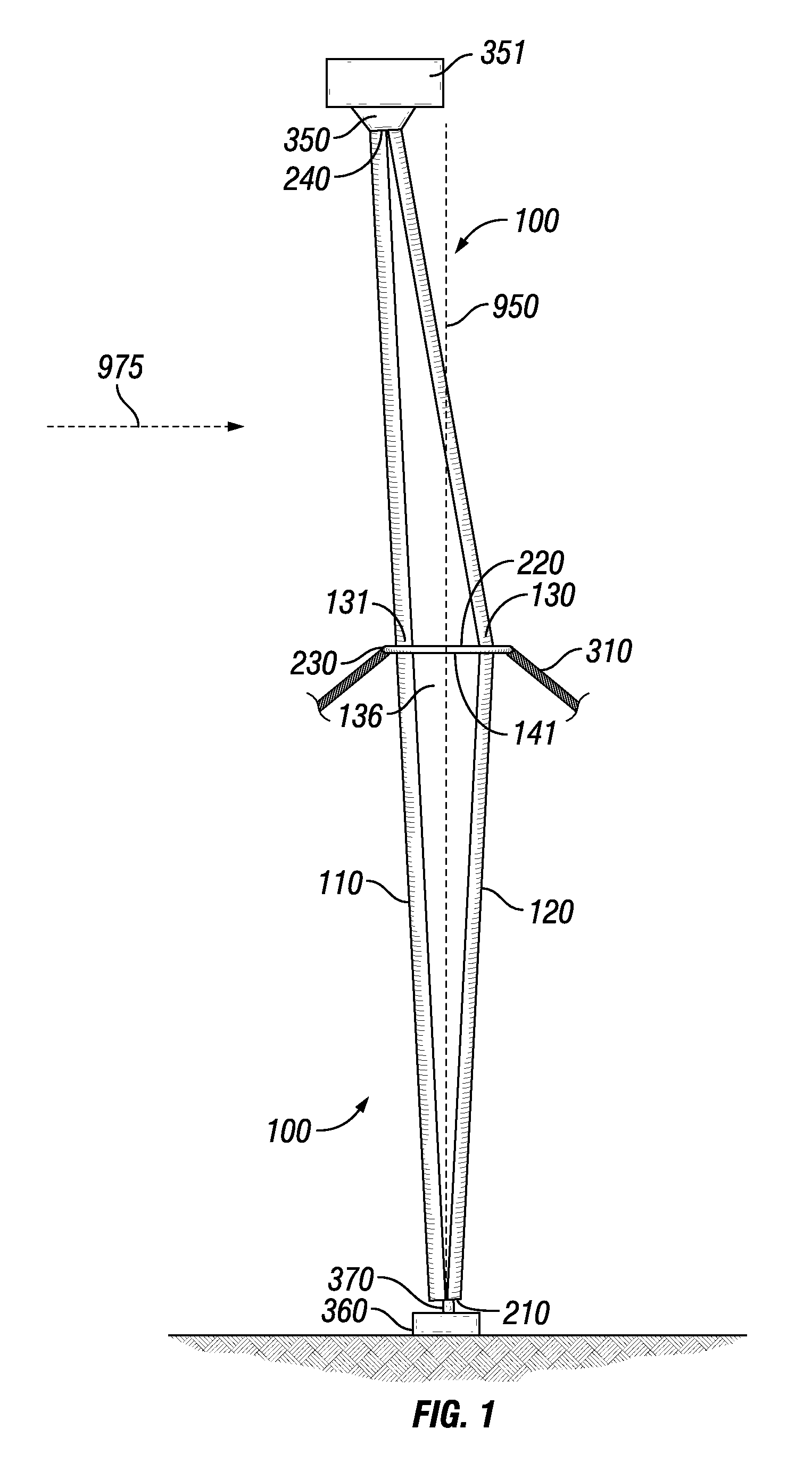 Hybrid multi-element tapered rotating tower