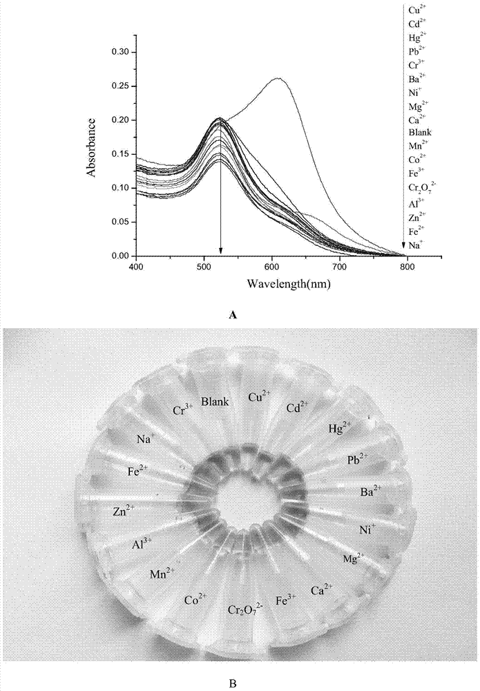 Preparation method of glutathione-modified nano-gold colorimetric probe and method for detecting trivalent chromium ions