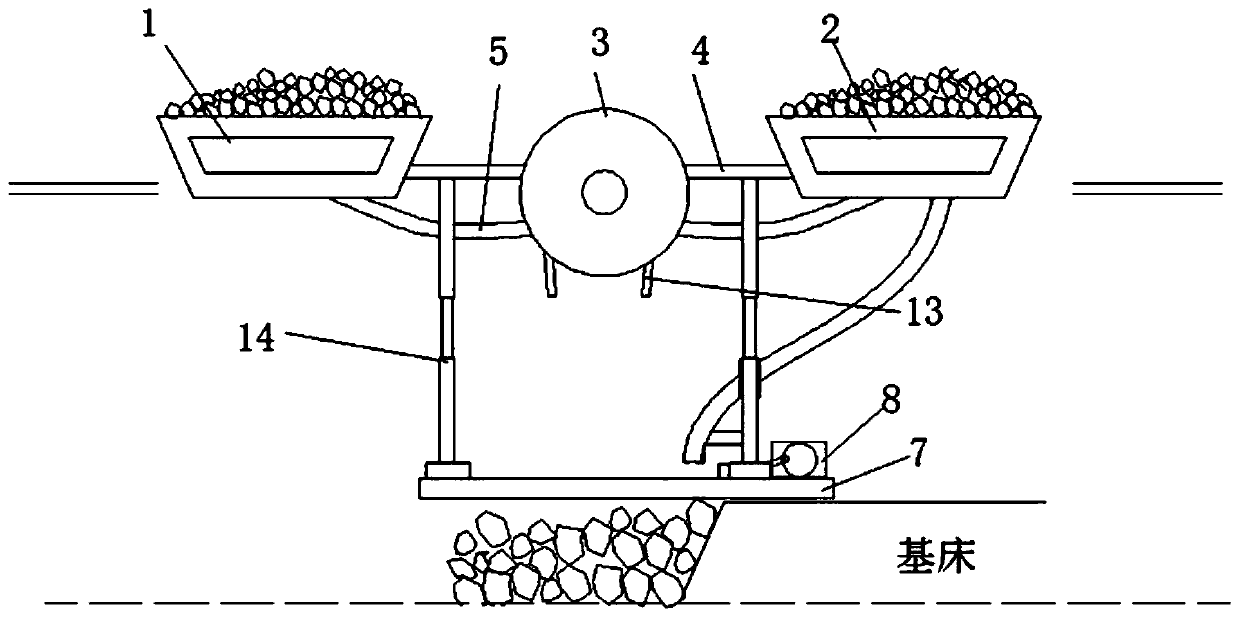 Underwater riprap foundation bed construction device