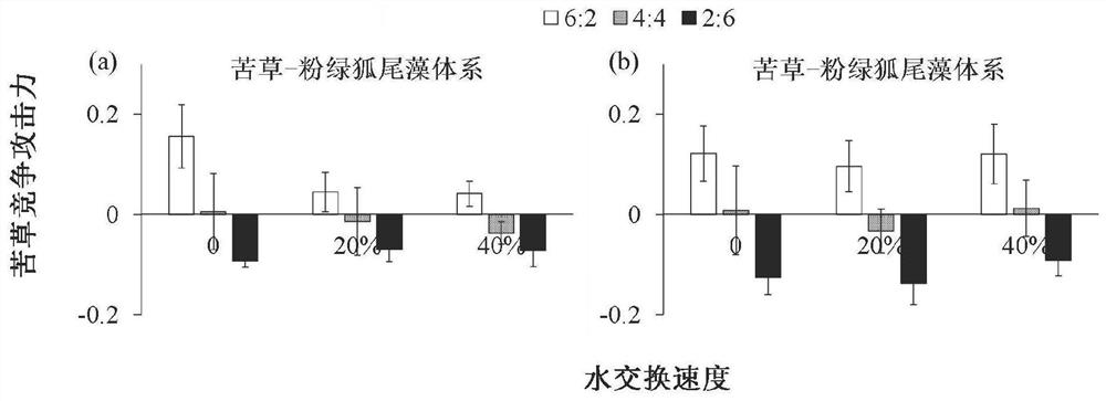 Method for evaluating competitive dominance of submerged plants in different hydrodynamic areas and application