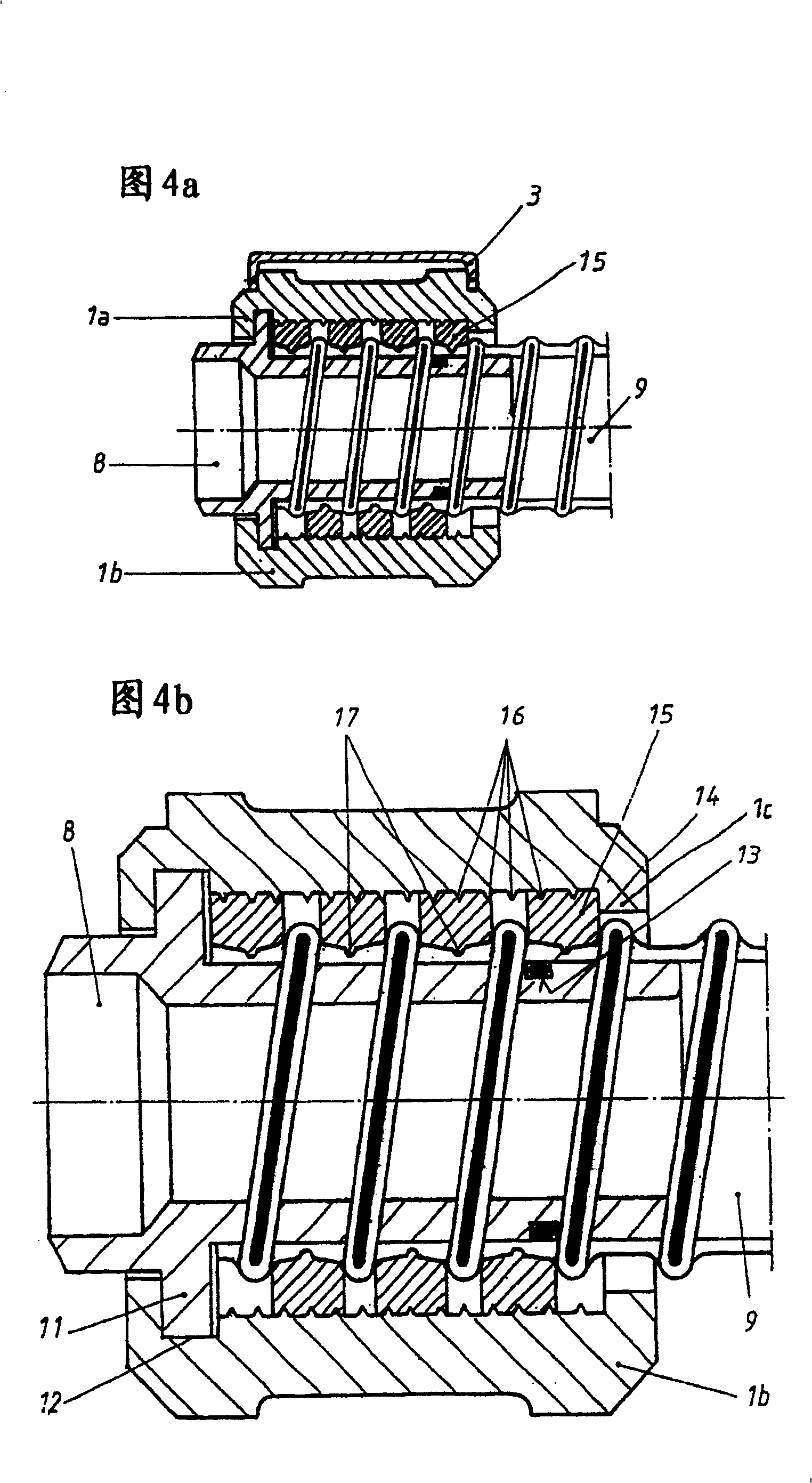 Coupling for a steel spiral flexible hose