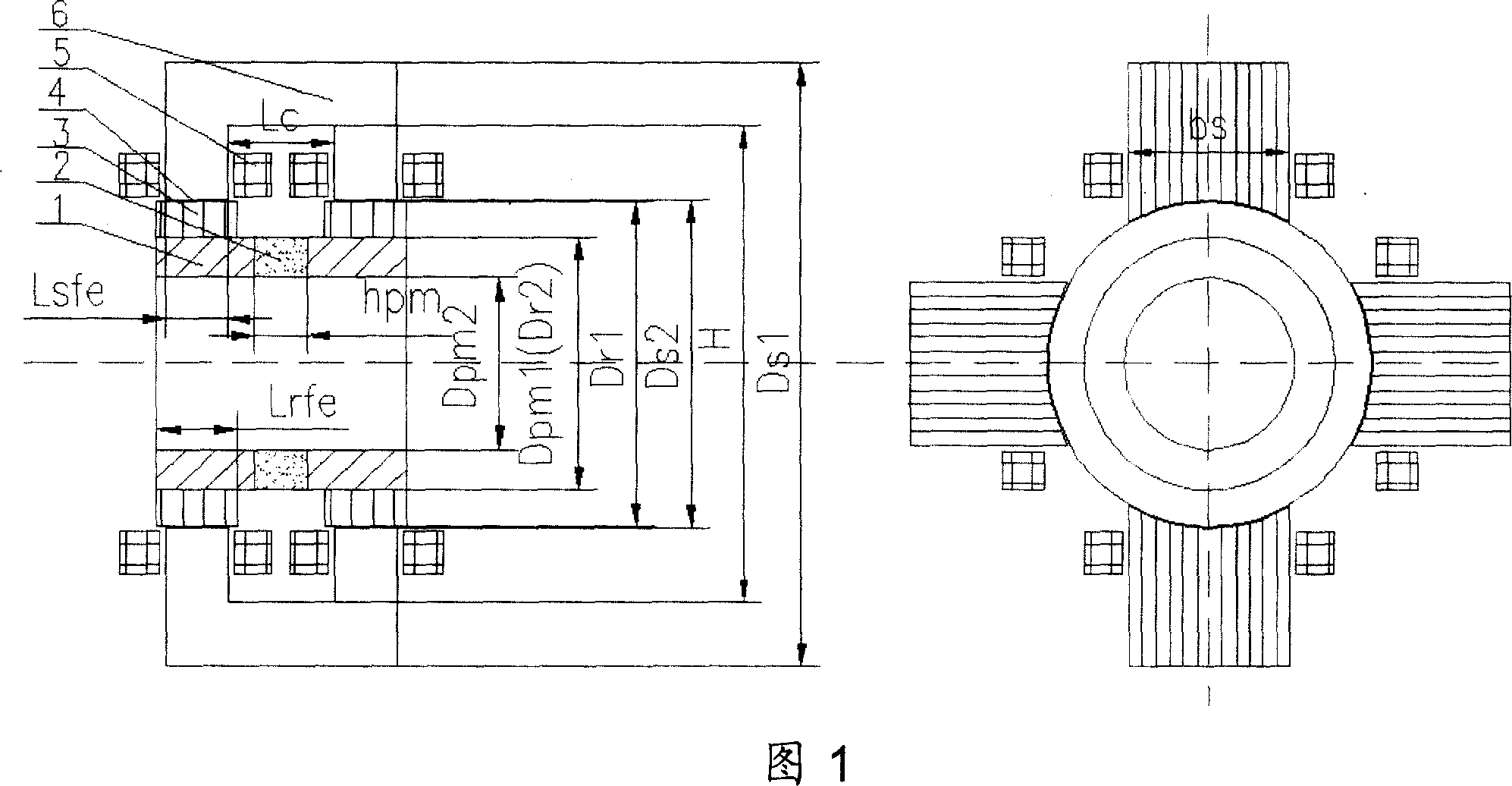 Design method for permanent magnet bias inner rotor radial mixed magnetic bearing