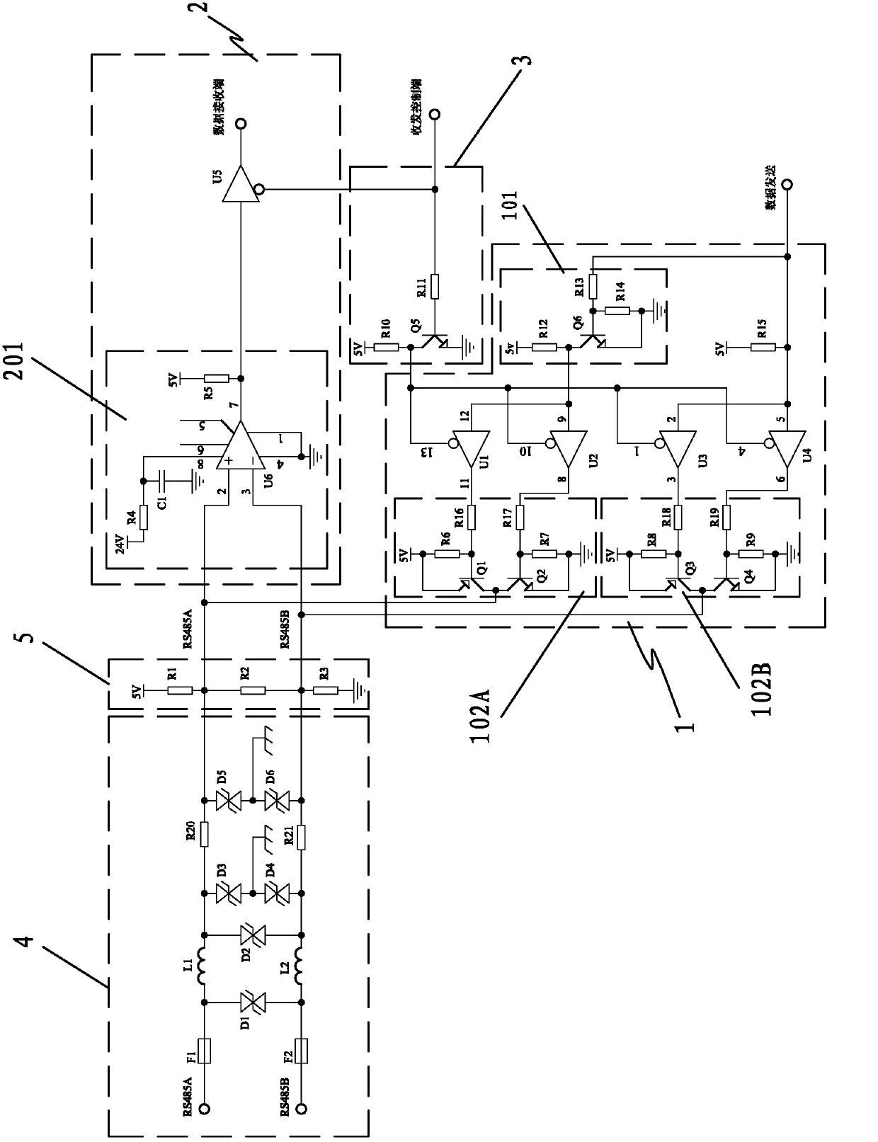 RS485 bus interface circuit