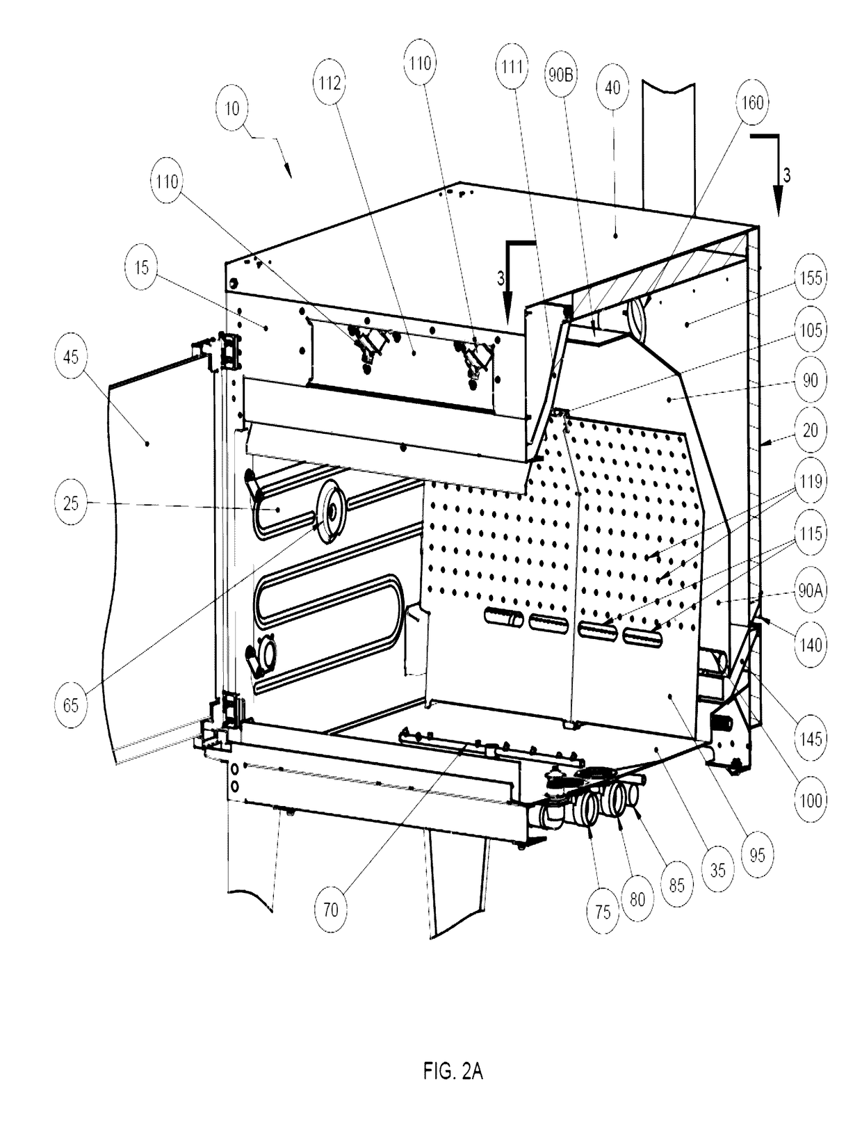 Atmospheric rotisserie burner with convection heating