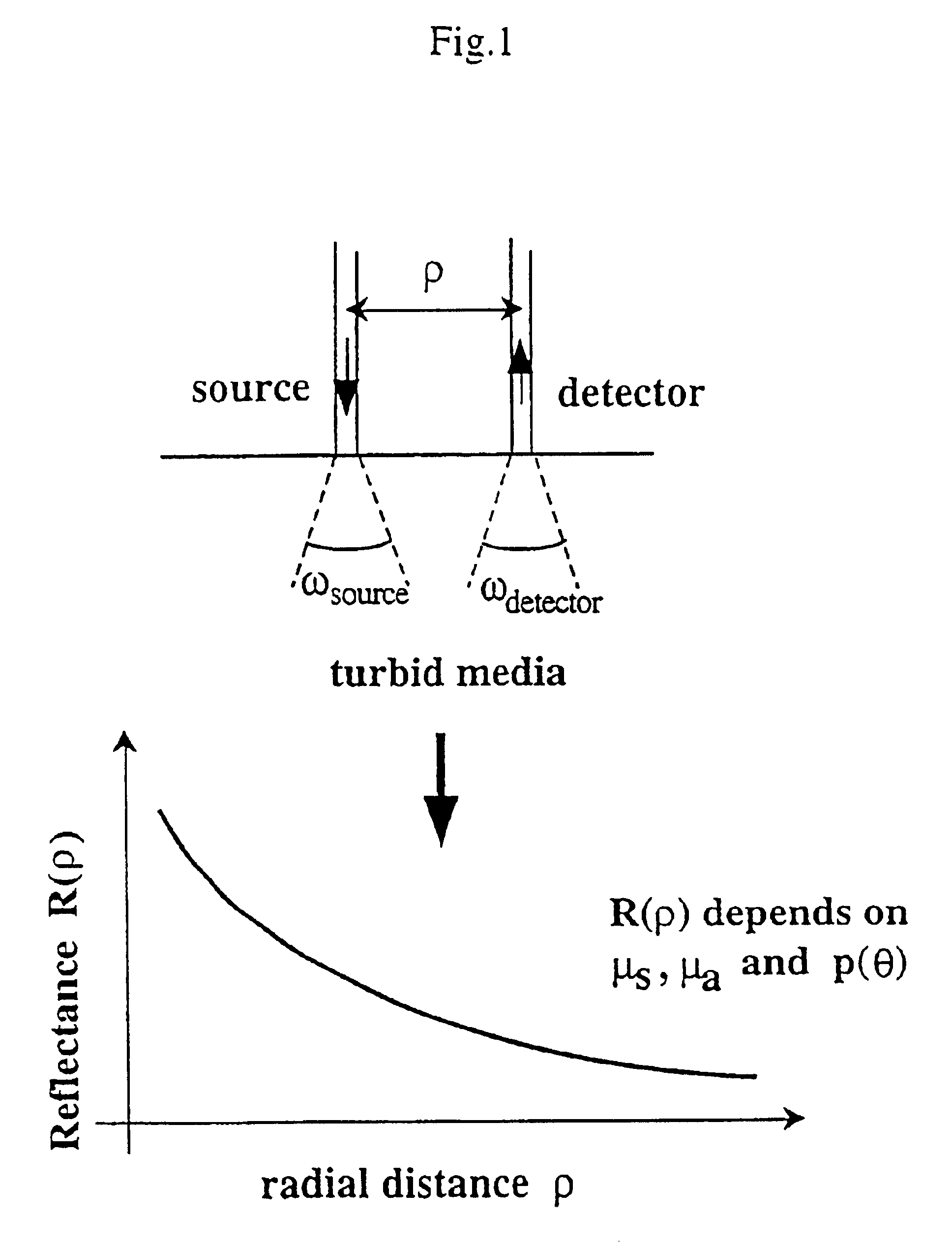 Method and apparatus for measuring locally and superficially the scattering and absorption properties of turbid media