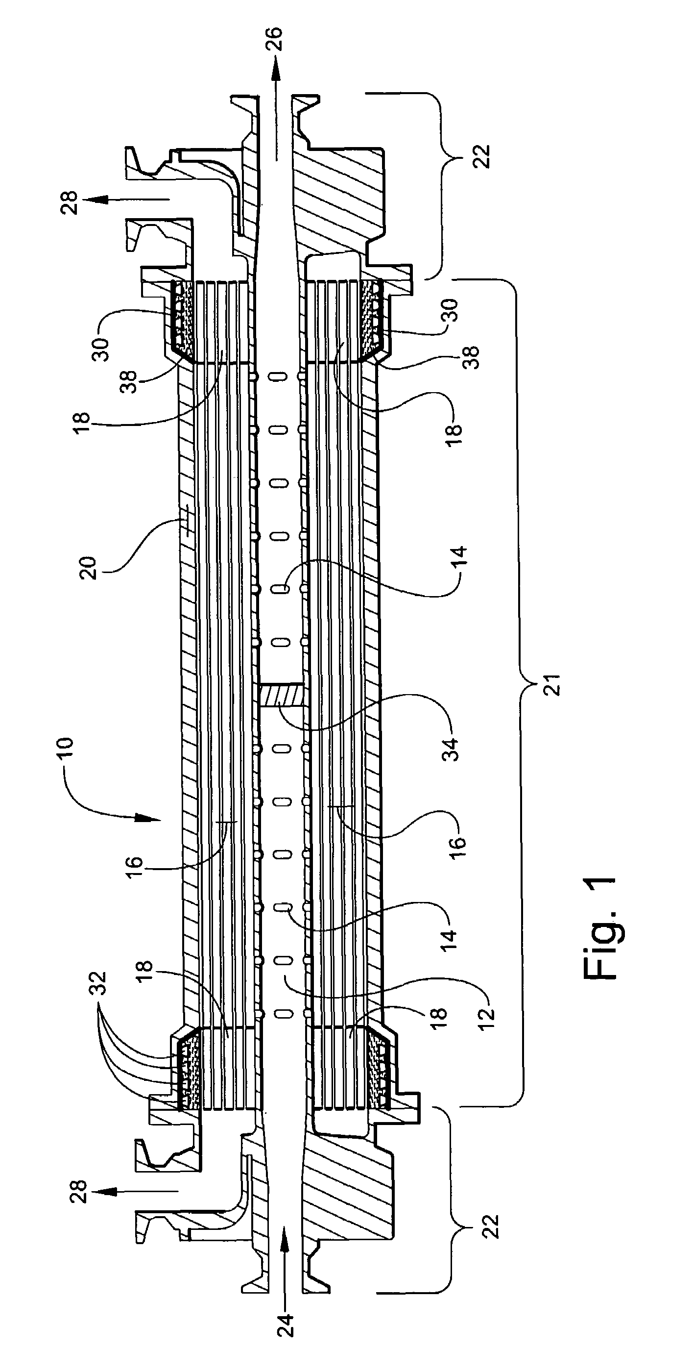 Hollow fiber membrane contactor and method of making same