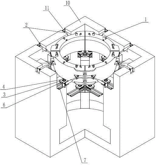 Clamp loading and unloading device for large diameter deep sea simulator