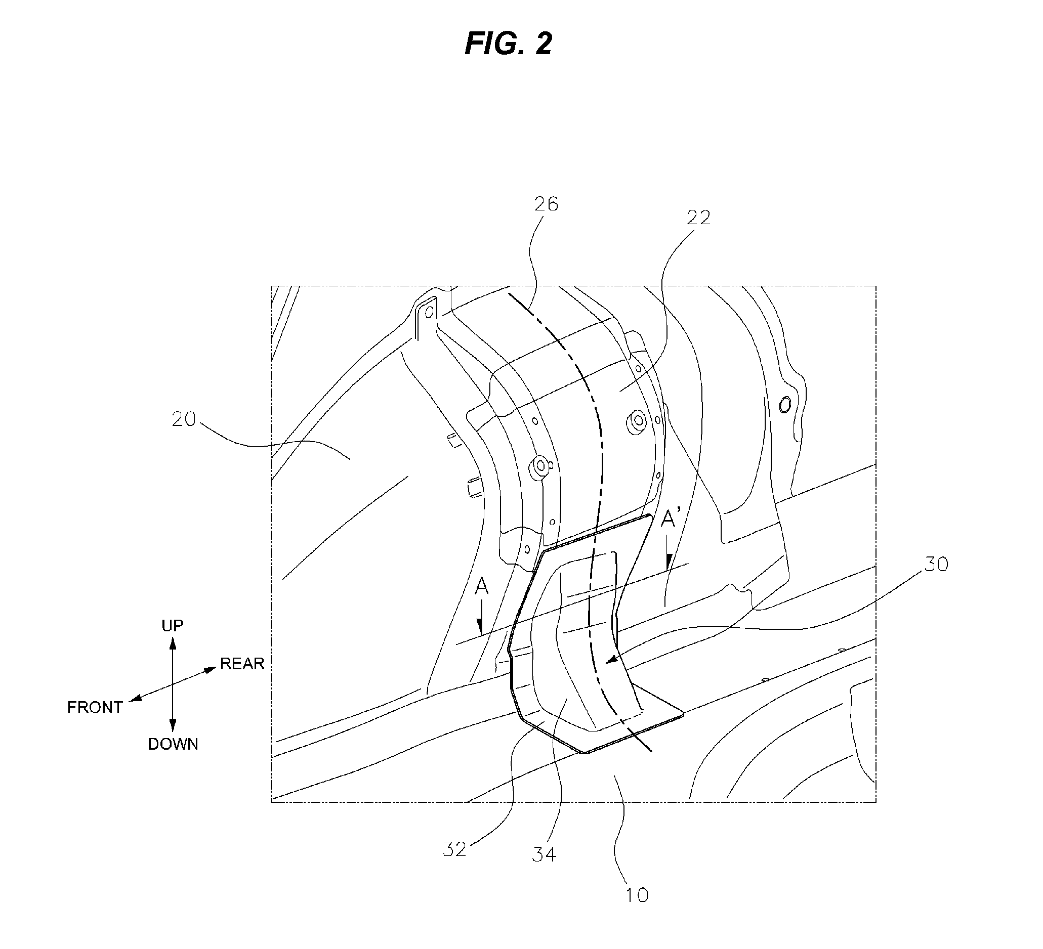 Structure for connecting wheel house panel to rear floor of vehicle