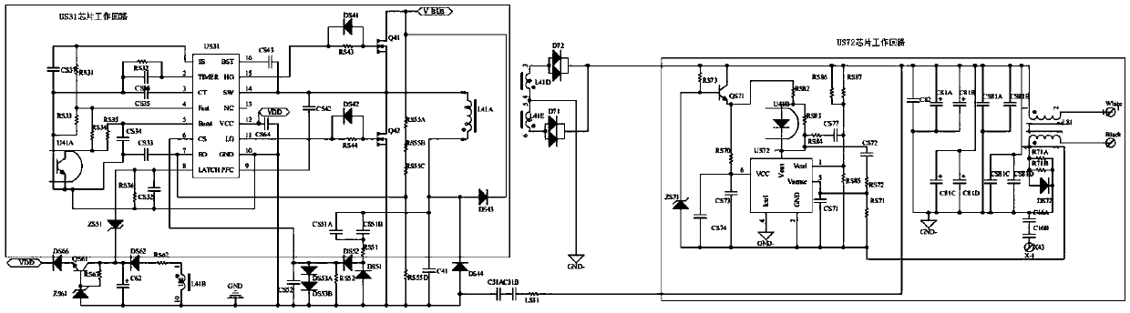 Anti-surge-lock protection circuit with auxiliary power supply and low standby power consumption