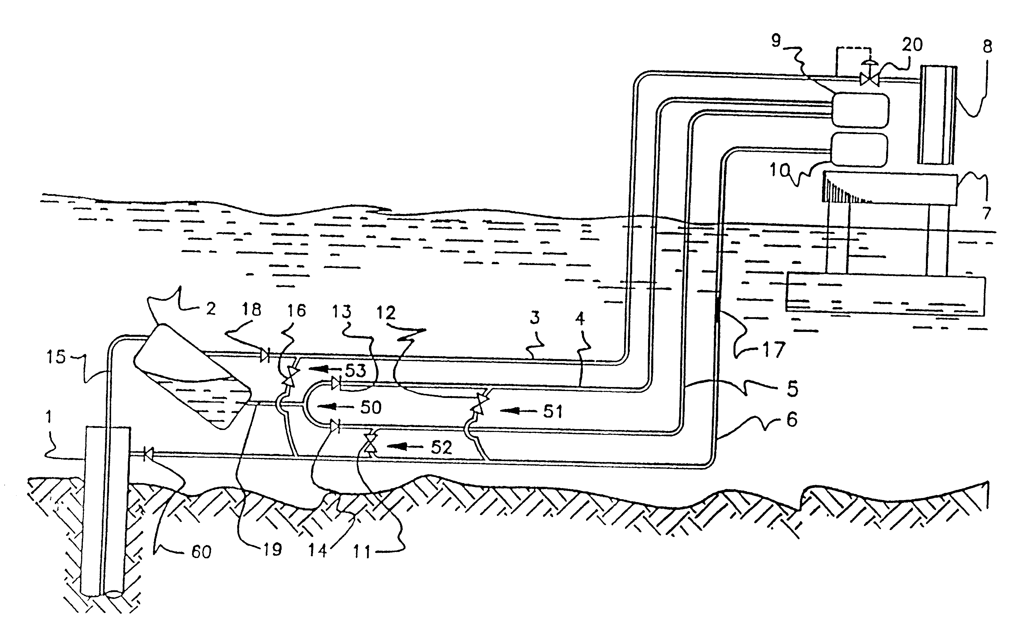 Method and equipment for offshore oil production with primary gas separation and flow using the injection of high pressure gas