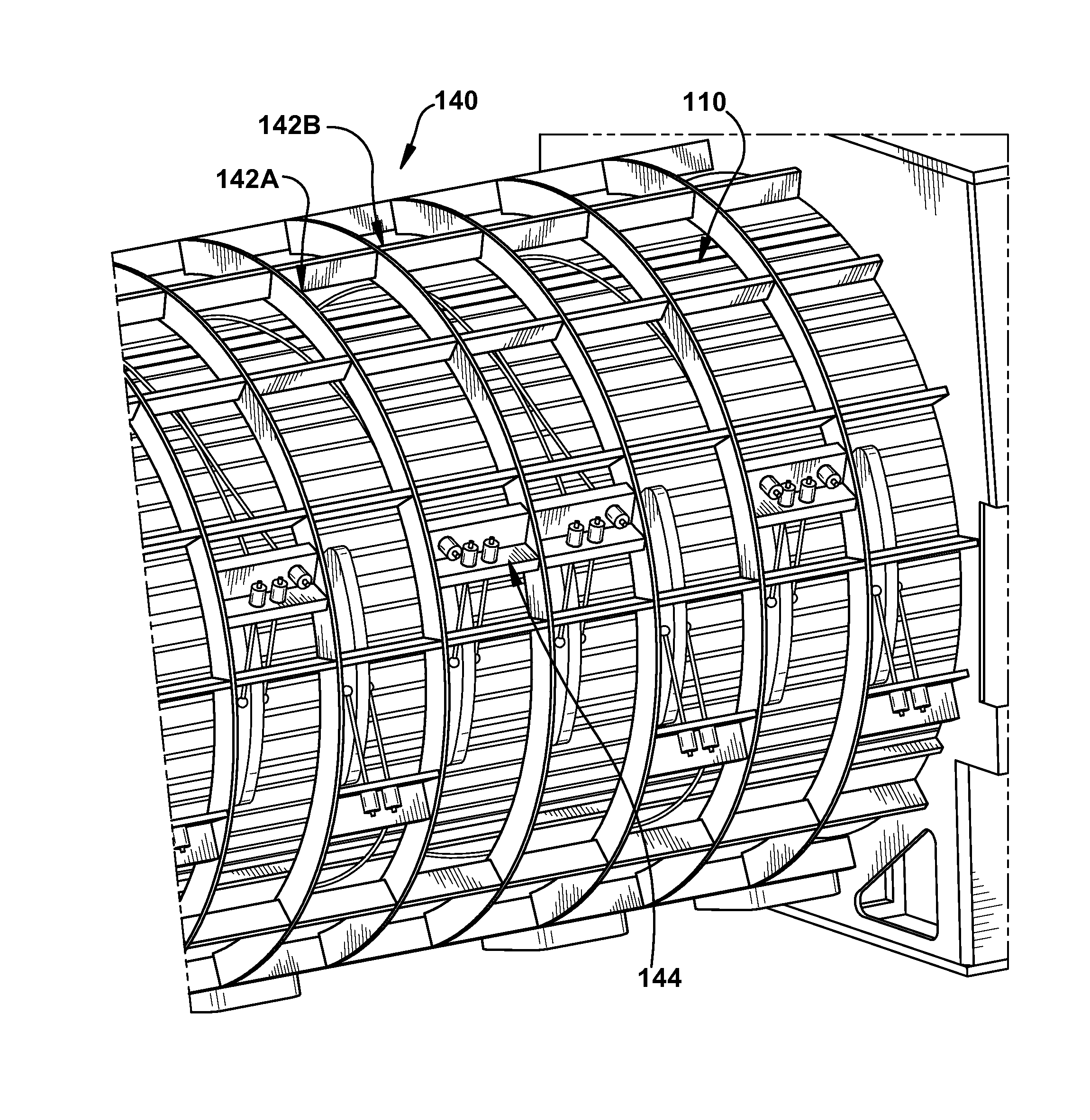 Turbo-generator stator core suspension