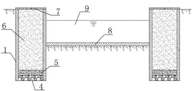 Combined concrete rectangular sunk well basin and construction method thereof