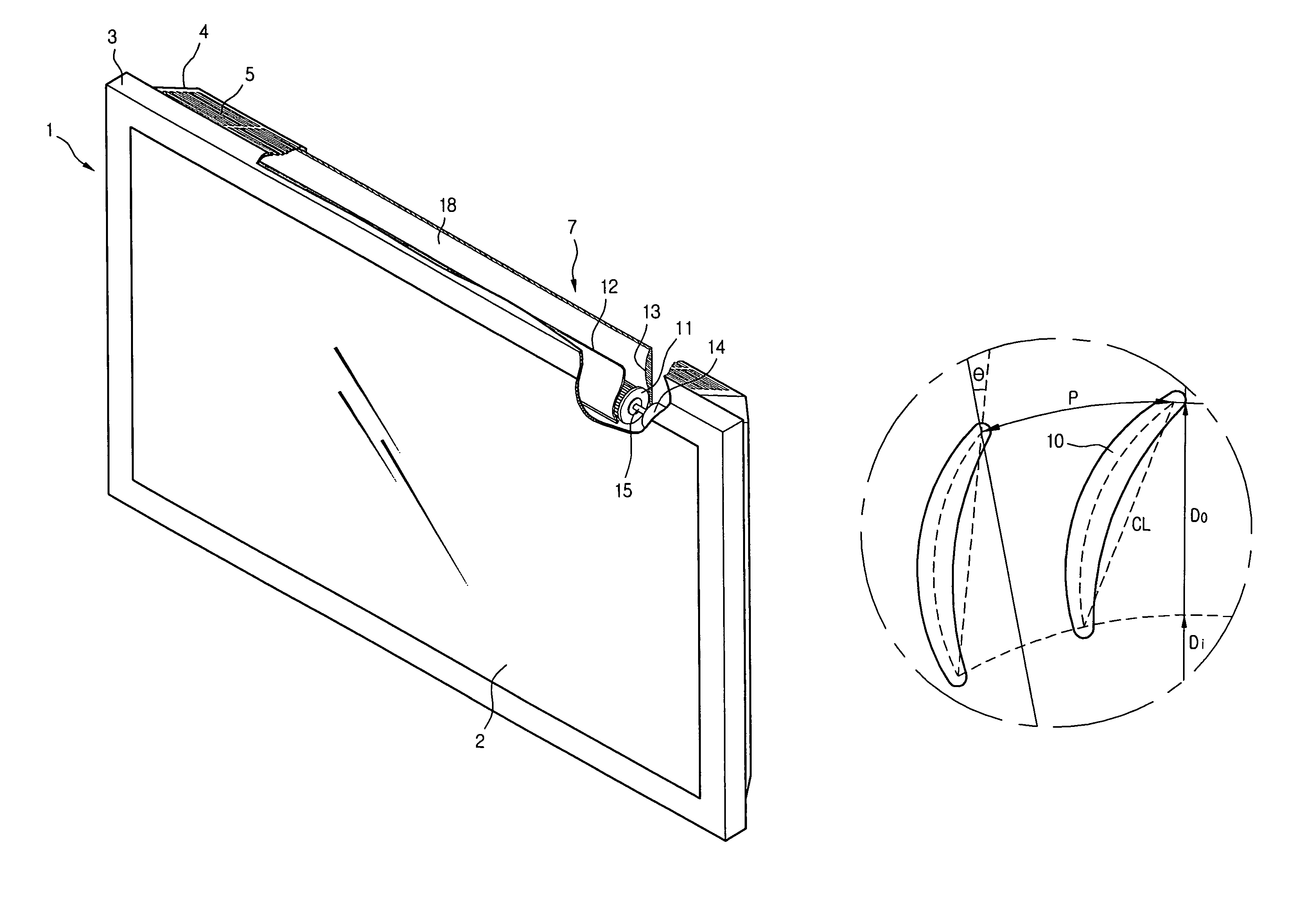 Cooling apparatus for flat display device and cross-flow fan of the cooling apparatus