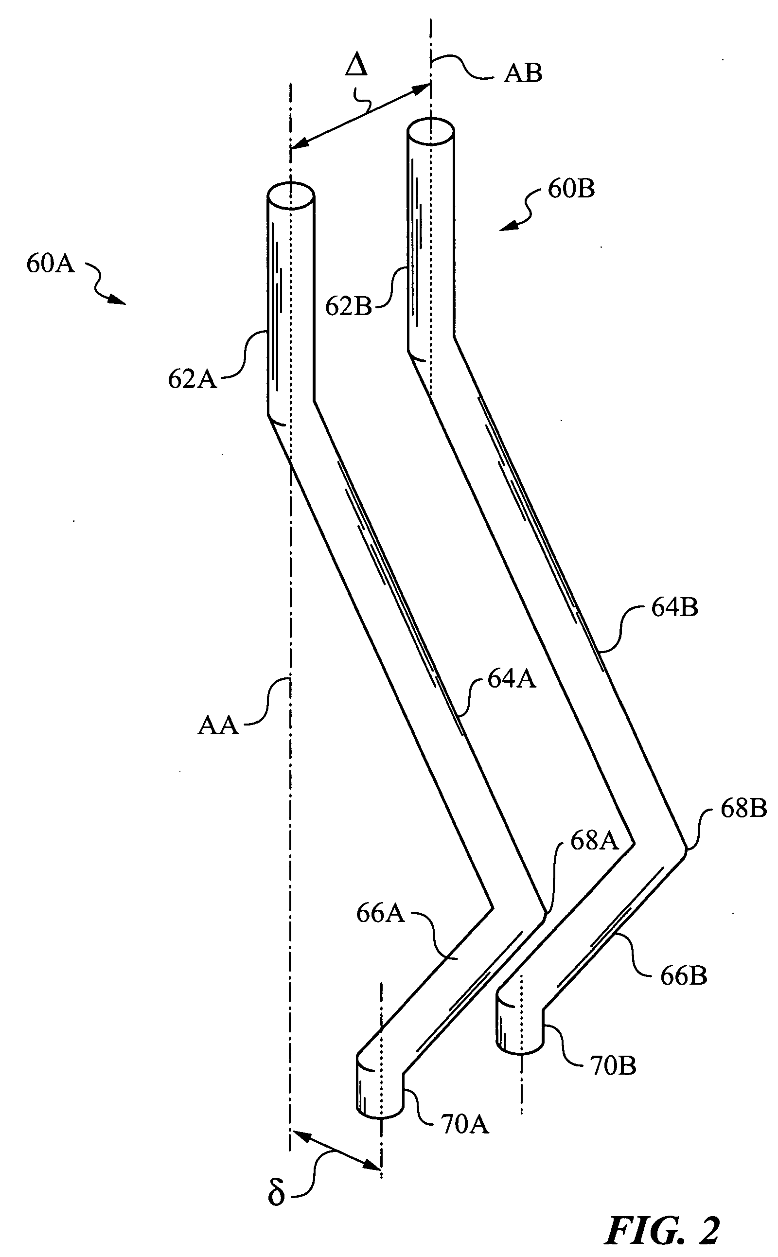 Probe cards employing probes having retaining portions for potting in a retention arrangement