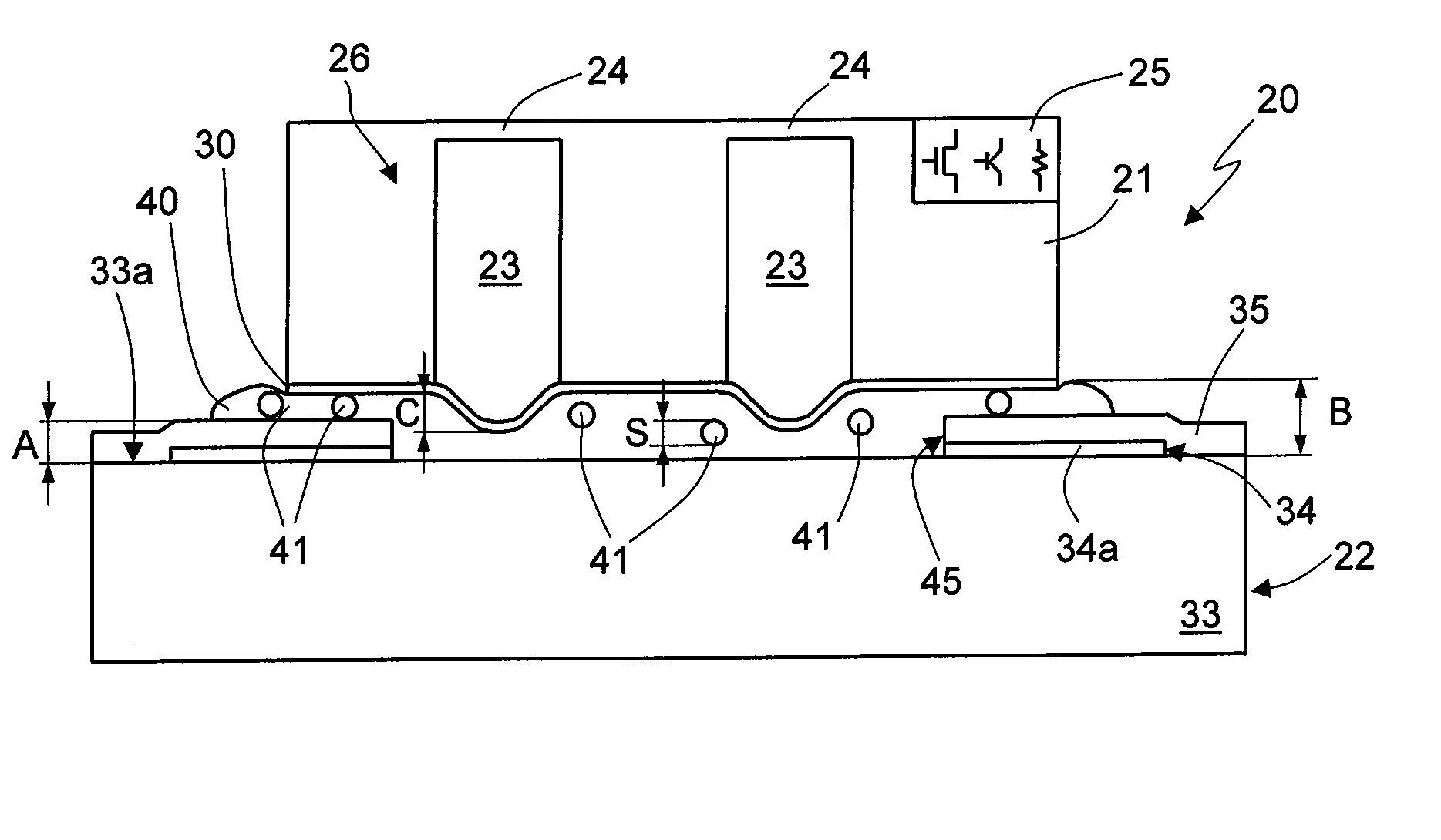 Electronic MEMS device comprising a chip bonded to a substrate and having cavities and manufacturing process thereof