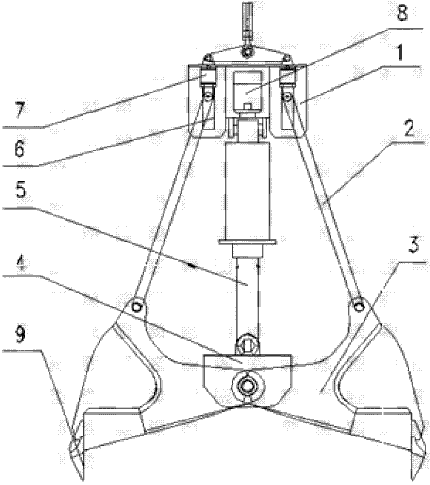 Brace rod sliding groove type hydraulic flat digging grab bucket