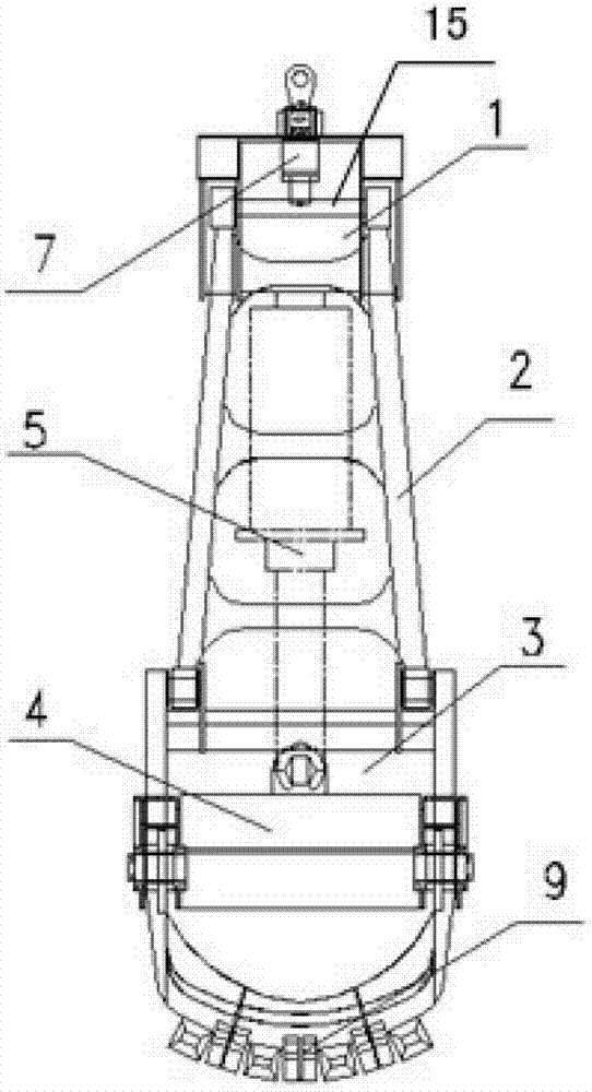 Brace rod sliding groove type hydraulic flat digging grab bucket