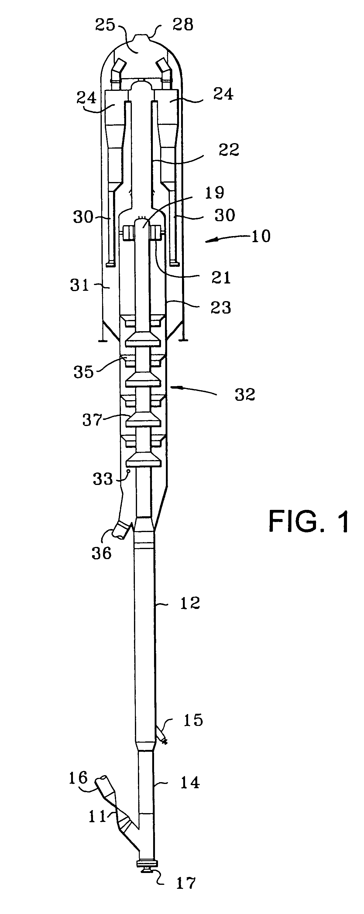 Stripping process with disproportionately distributed openings on baffles