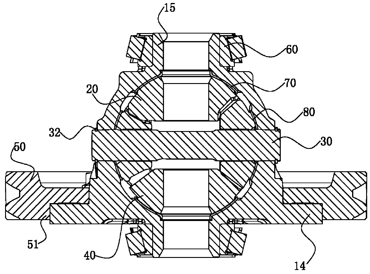 Differential mechanism of automobile front drive gearbox