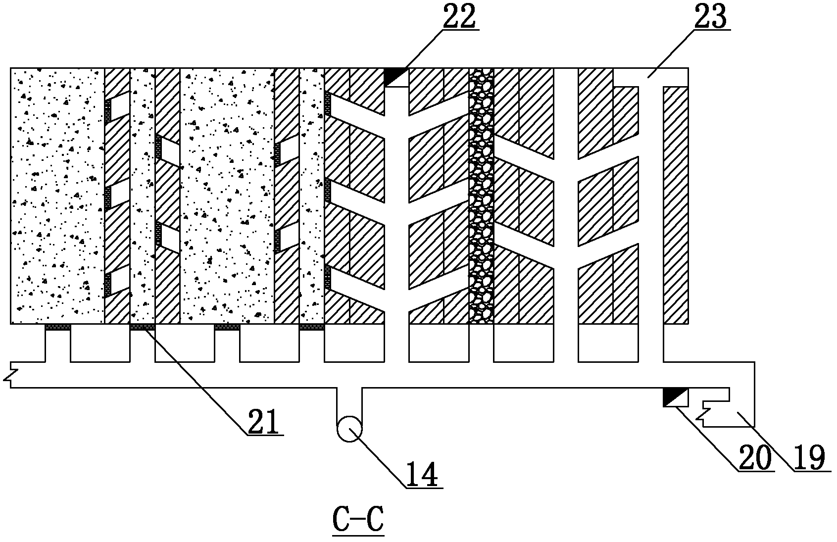 Room and pillar type medium-length hole filling mining method using bottom ore withdrawal structures simultaneously arranged in original rock